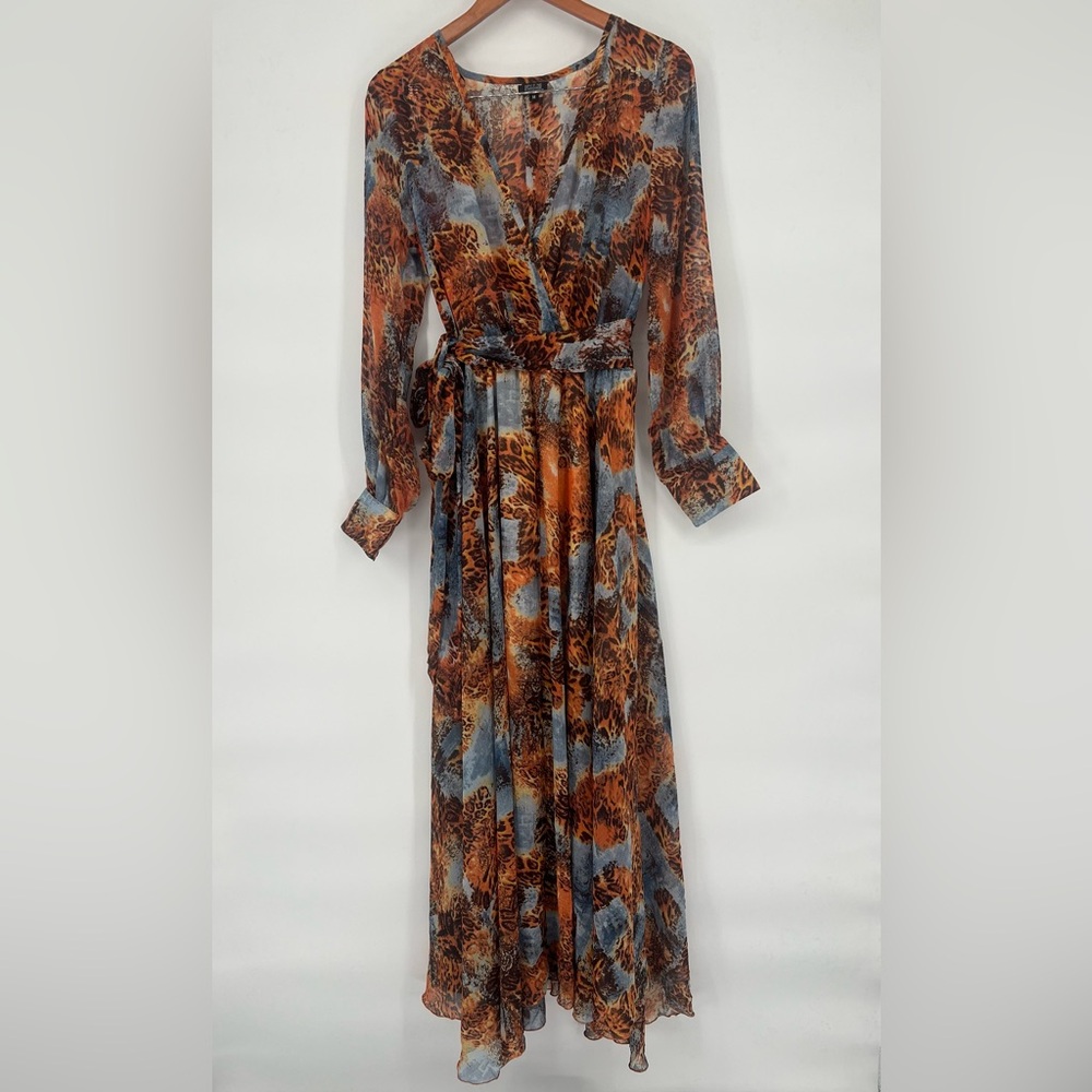 Spy Zone Exchange Leopard Print Long Sleeve Maxi Dress Size M